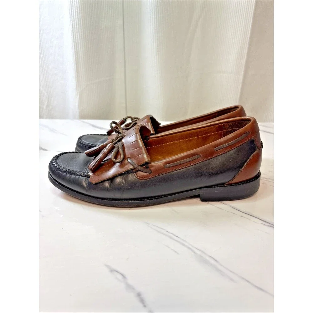 Johnston & Murphy Loafers Dress Shoes Leather Brown Black Tassels 10M